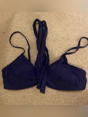 Navy Blue Women's Bikini Top & Bottom - Stylish Swimwear (size - L)
